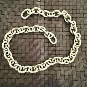 CLARE V SILVER MINI LINK CHAIN SHOULDER STRAP SILVER